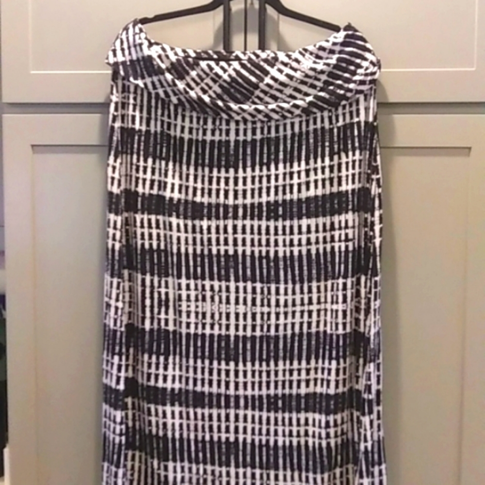 Calvin Klein | Black and White Boho Knit Maxi Skirt | 1X | Casual Comfort